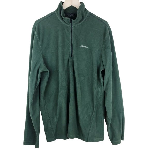 Eddie Bauer 1/4 Zip Fleece Pullover Sweatshirt Men's Tall L Green Mock Neck